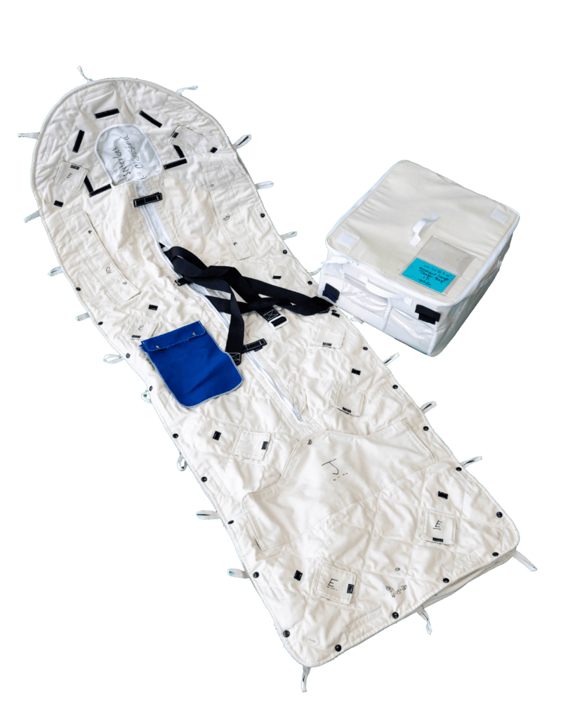 Astronaut sleeping bag and space cargo bag manufactured by Elasama Inc.